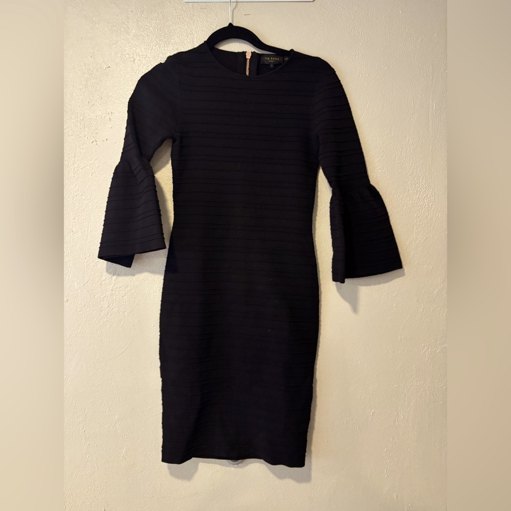 Ted Baker Black Dress with Flared Sleeves